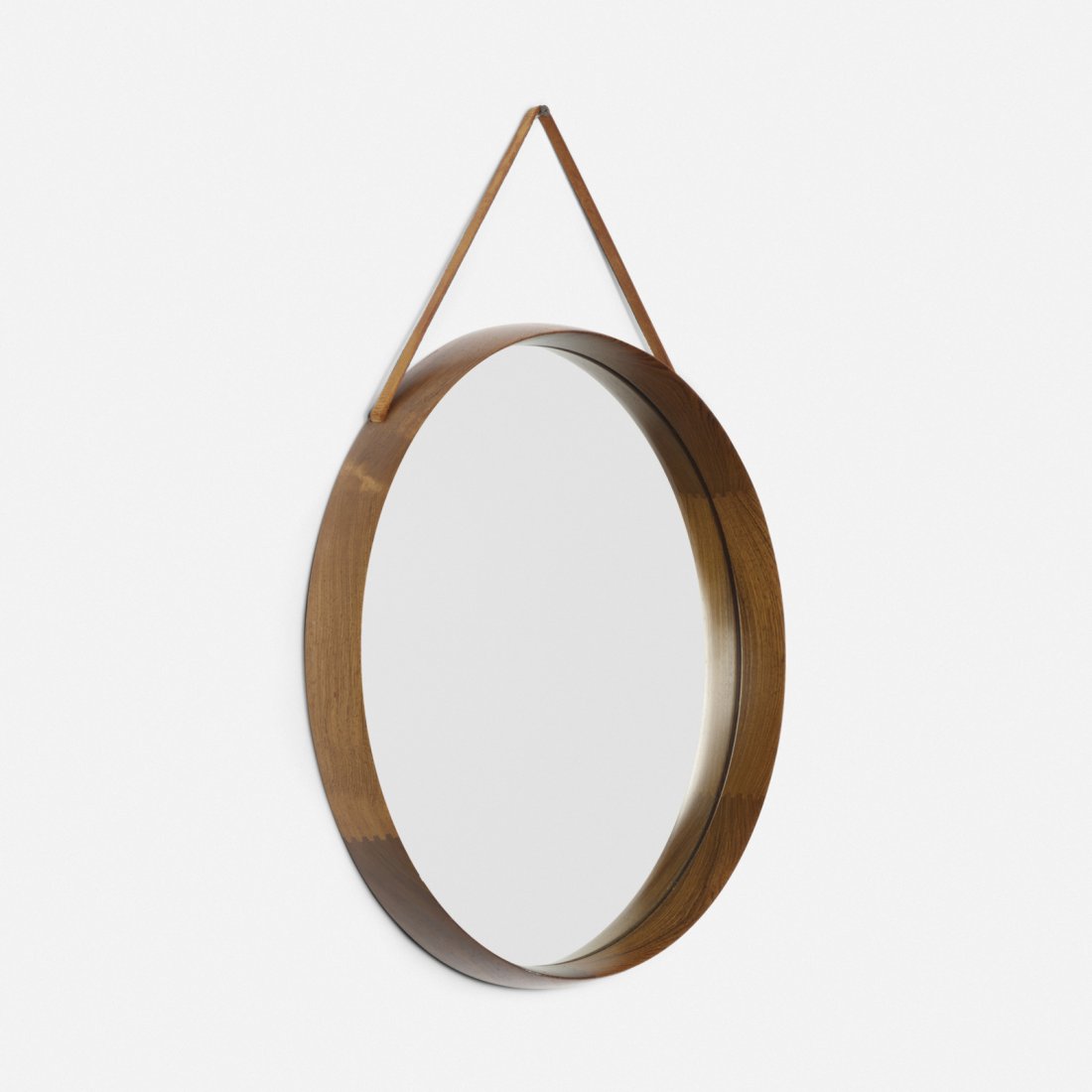 Uno and Osten Kristiansson, mirror: Uno and Osten Kristiansson mirror Luxus Vittsjo Sweden, c. 1960 rosewood, mirrored glass, leather 17.5 w x 2 d x 23 h in (44 x 5 x 58 cm)