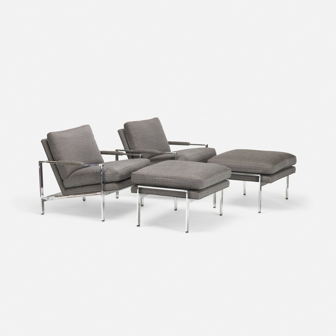 Milo Baughman, chairs with ottomans, pair (1 of 4)