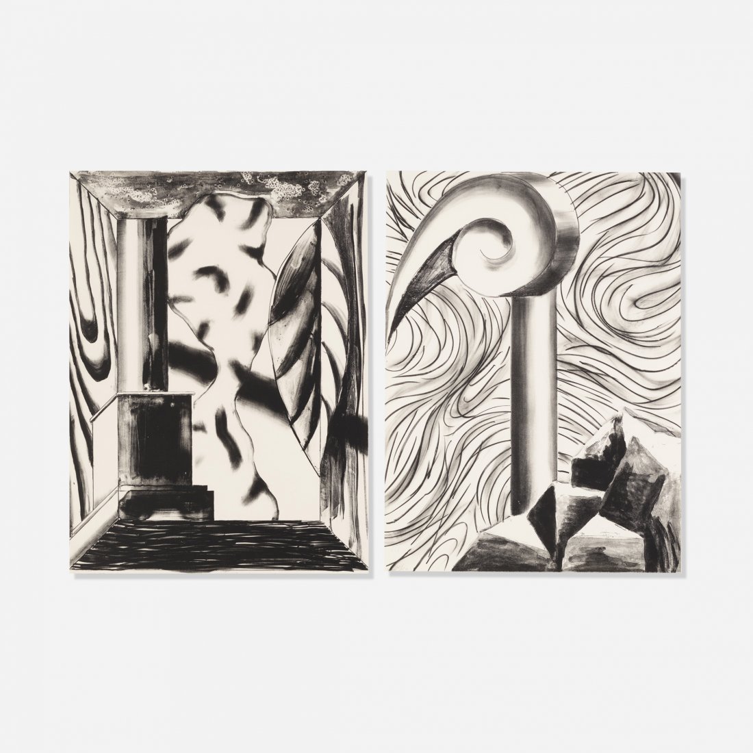 Jedd Garet, Center Structure and Lush Life (two works): Jedd Garet Center Structure and Lush Life (two works) USA, 1983lithograph on paper40 h x 29.5 w in (102 x 75 cm) Signed, titled, dated and numbered to lower edge of each example 'Jedd Garet 83