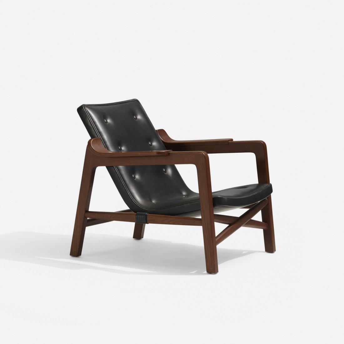 Edvard and Tove Kindt-Larsen, lounge chair: Edvard and Tove Kindt-Larsen lounge chair Gustav Bertelsen & Co. Denmark, 1939 / c. 2010 stained oak, leather 27 w x 29 d x 26.25 h in (69 x 74 x 67 cm) Literature: Dans