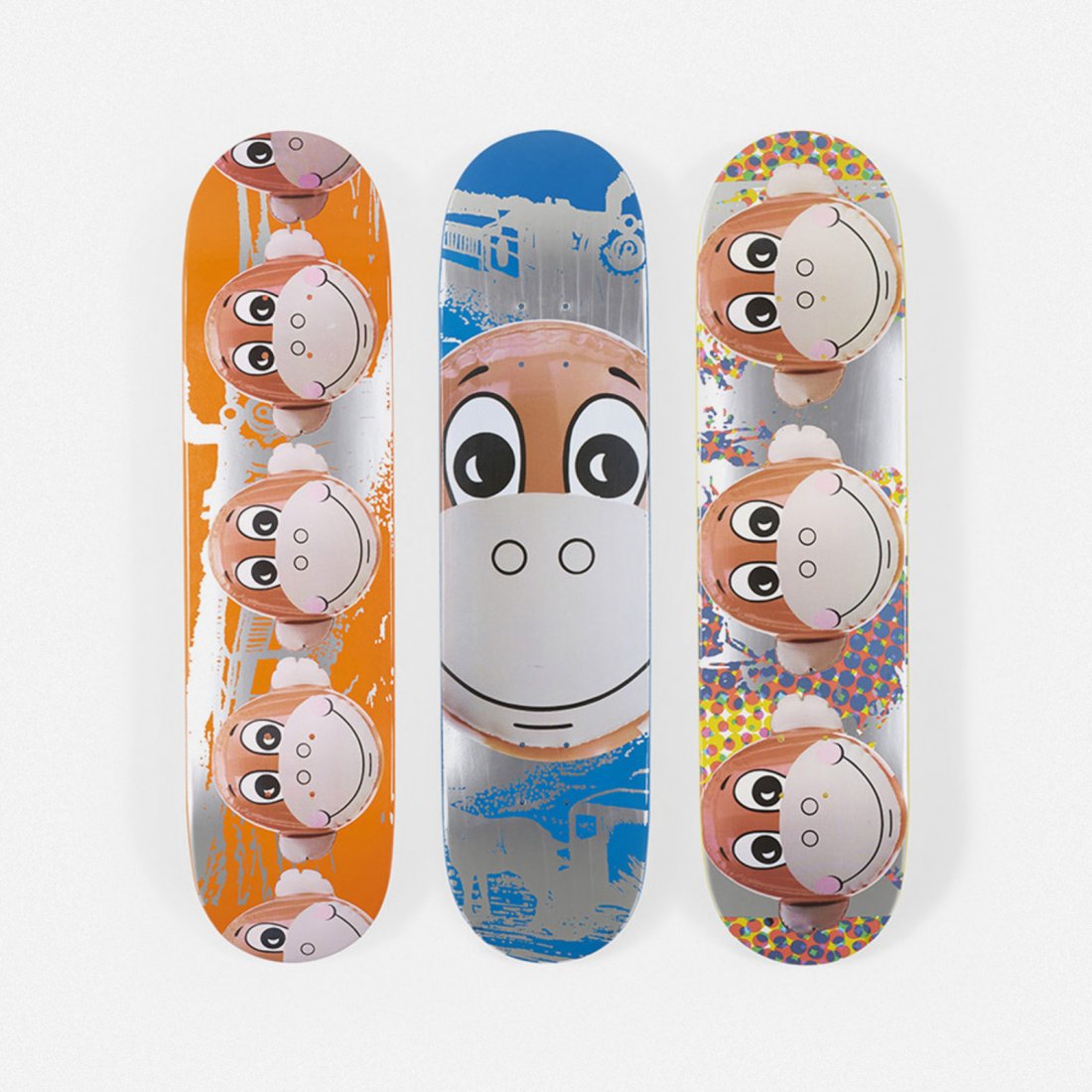 Jeff Koons, Monkey Train skateboard decks, set of three (1 of 1)