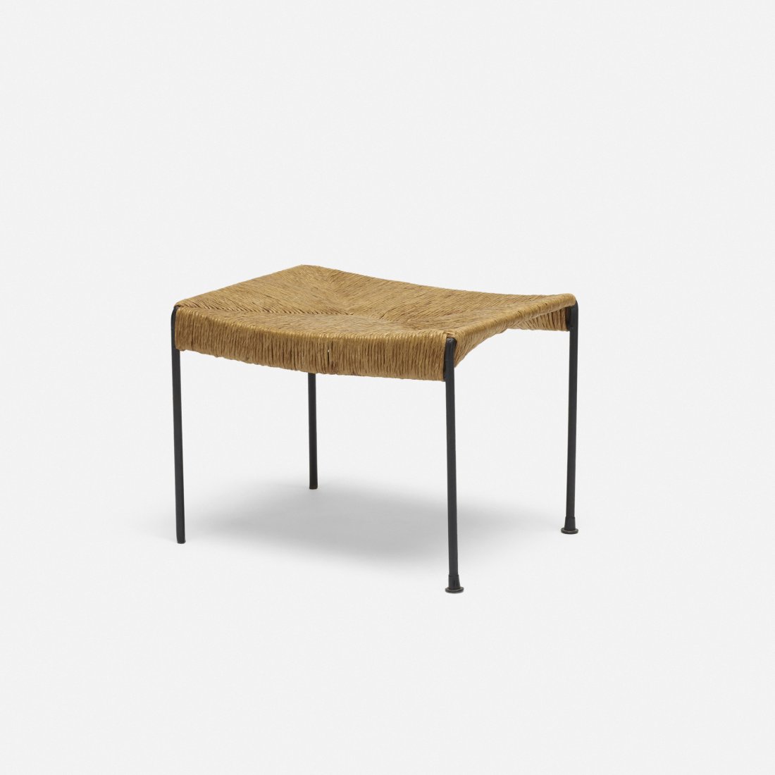 Arthur Umanoff, stool: Arthur Umanoff stool RaymorUSA, 1957enameled steel, jute, plastic18.5 w x 14.5 d x 14 h in (47 x 37 x 36 cm)