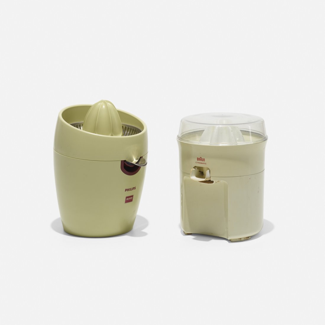 Various Artists, electric juicers, set of two: Various Artists electric juicers, set of two Braun/Philips, 1972/1994plastic, stainless steel Set includes Citromatic Juicer by Dieter Rams and Jurgen Greubel for Braun and Citrus Press HD200