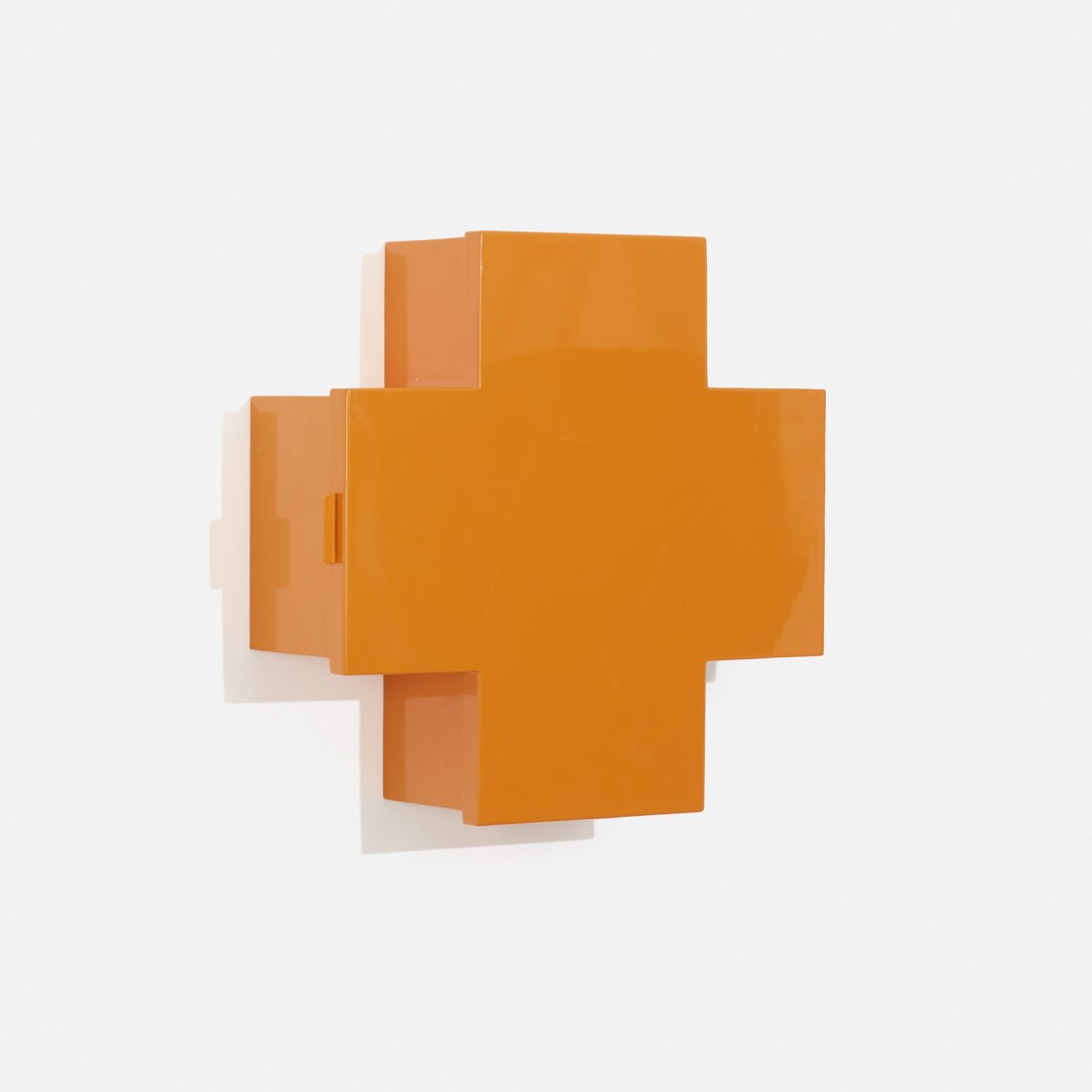 Thomas Ericksson, Cross medicine cabinet: Thomas Ericksson Cross medicine cabinet CappelliniSweden / Italy, 1992enameled steel17.75 w x 6 d x 17 h in (45 x 15 x 43 cm) Cabinet features one mirrored door concealing storage. Signed w