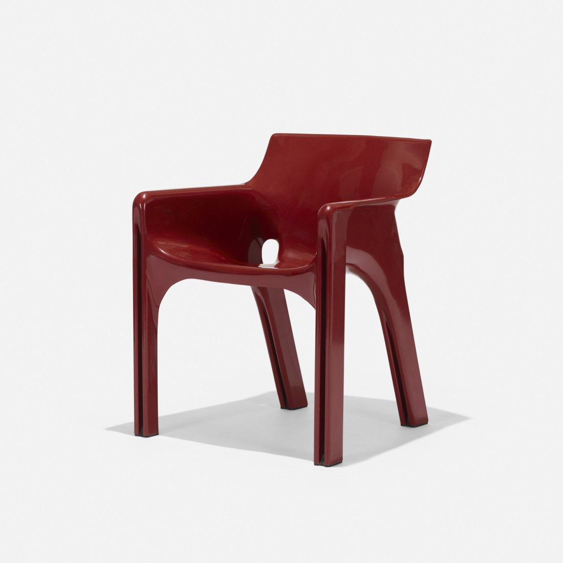 Vico Magistretti, Gaudi chair: Vico Magistretti Gaudi chair ArtemideItaly, 1970injection molded plastic, rubber23.25 w x 22 d x 28.75 h in (59 x 56 x 73 cm) Signed with molded manufacturer's mark to underside: [S.P.A. Ar