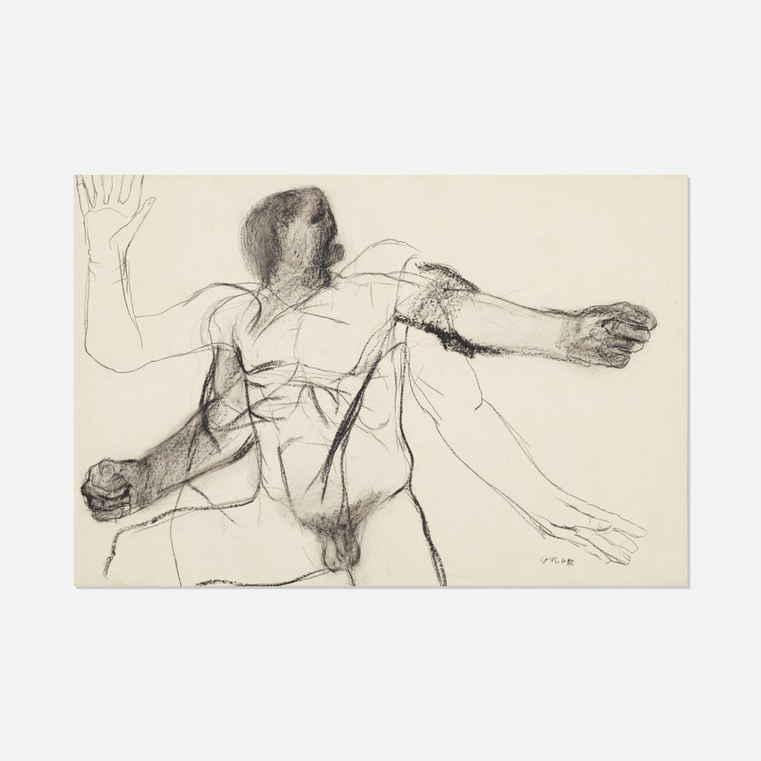 Leon Golub, Combat: Leon Golub Combat charcoal on paper29 h x 42.75 w in (74 x 109 cm) Signed to lower right 'Golub'. Provenance: Allan Frumkin Gallery, Chicago | Gene Summers, Chicago | Private C