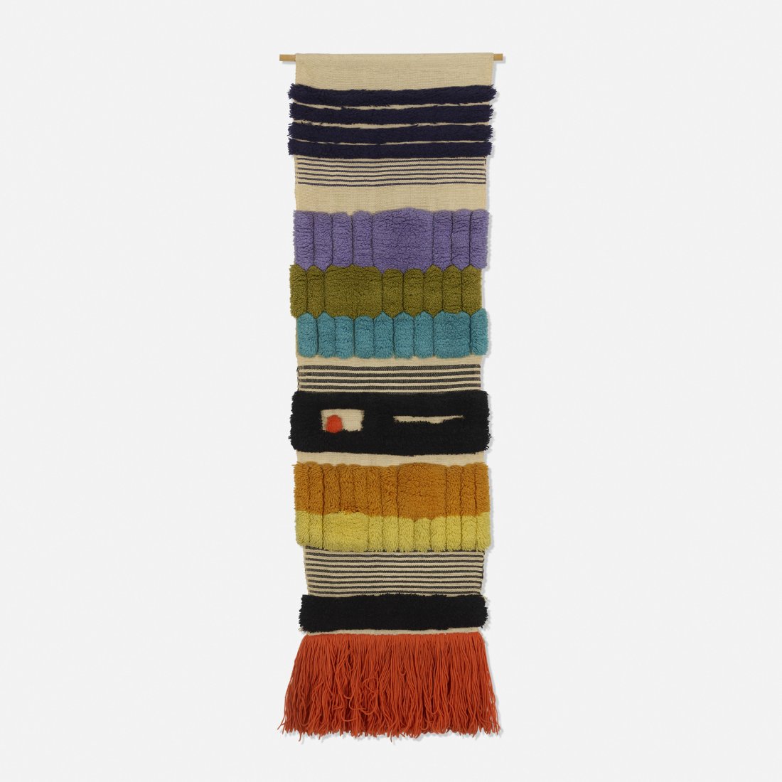 Angelo Testa, Untitled: Angelo Testa Untitled USA, c. 1965hand-knotted wool24 w x 1 d x 78 h in (61 x 3 x 198 cm) Provenance: Rago, The Life Collection of Angelo Testa, 10 June 2000, Lot 301 | Pr