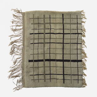 Angelo Testa, prototype pile carpet: Angelo Testa prototype pile carpet USA, c. 1965hand-knotted wool59 w x 44 l in (150 x 112 cm) Hand-woven by Angelo Testa in the mid-1960s as a prototype for production, this pile carpet was prese