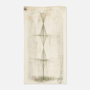 Harry Bertoia, Untitled, study, Standard Oil commission: Harry Bertoia Untitled (study for the Standard Oil commission) USA, c. 1974monotype on rice paper24 h x 13 w in (61 x 33 cm) Provenance: Gift from the artist to Edward Durell Sto