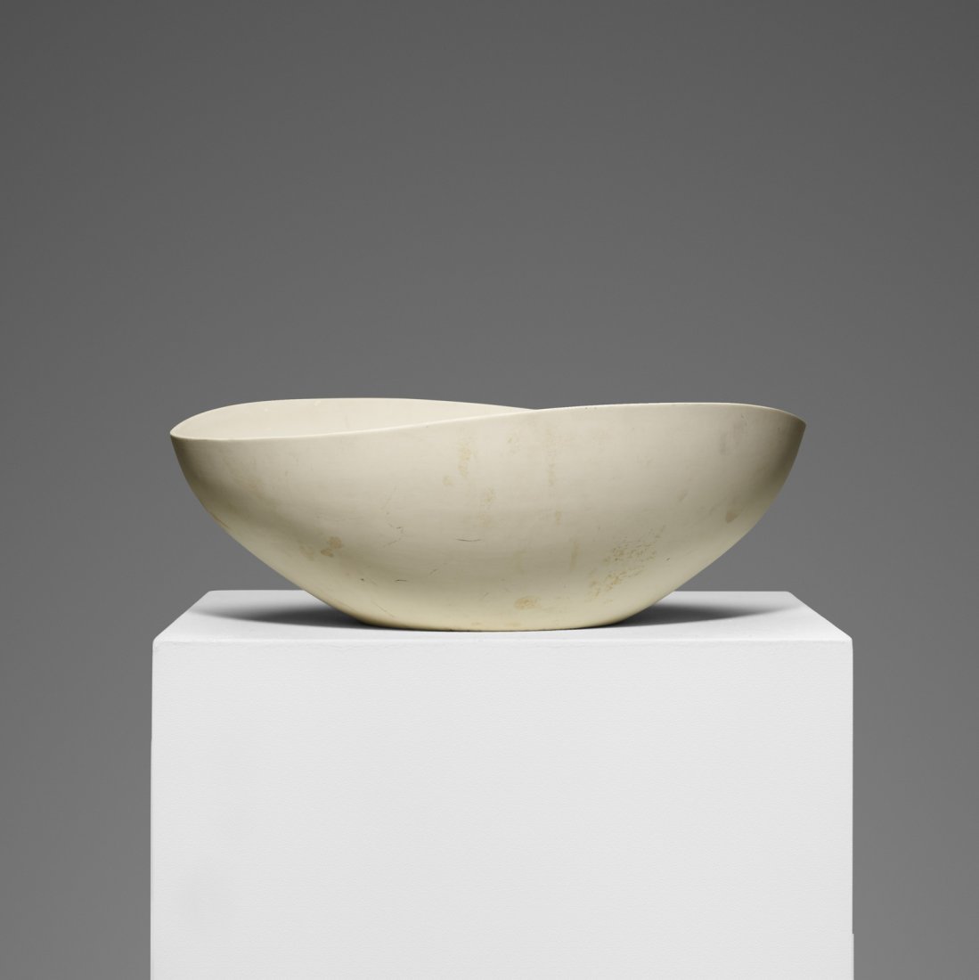 Eva Zeisel, prototype Museum Shape bowl: Eva Zeisel prototype Museum Shape bowl Castleton ChinaHungary / USA, 1945unglazed porcelain16 w x 14 d x 5.5 h in (41 x 36 x 14 cm) Provenance: Gift from the artist circa 1