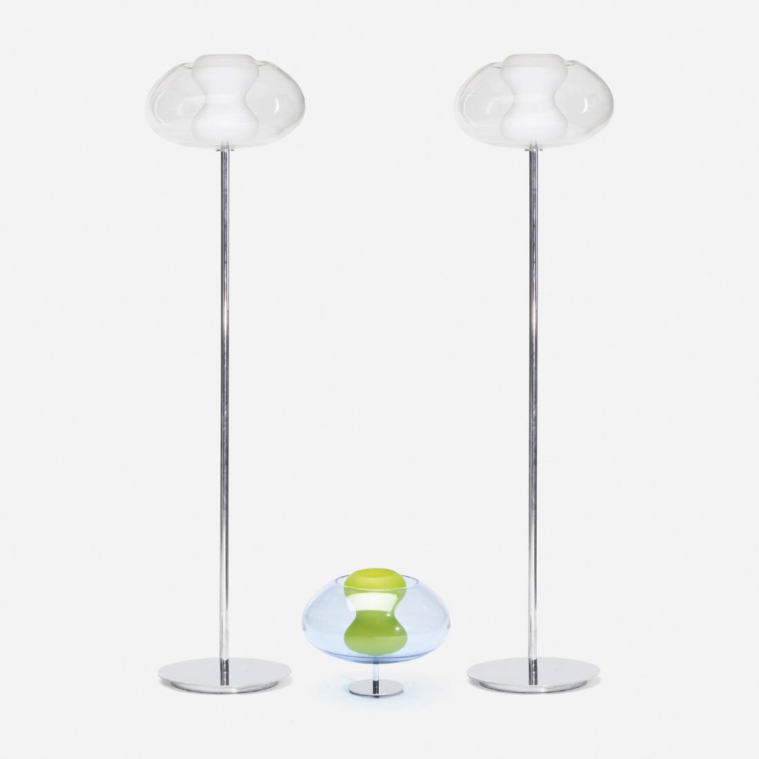 Karim Rashid, collection of four Soft lamps: Karim Rashid collection of four Soft lamps George KovacsUSA, 2009chrome-plated steel, glass, frosted glass16.5 dia x 69.5 h in (42 x 177 cm) Collection includes two floor lamps, one table l