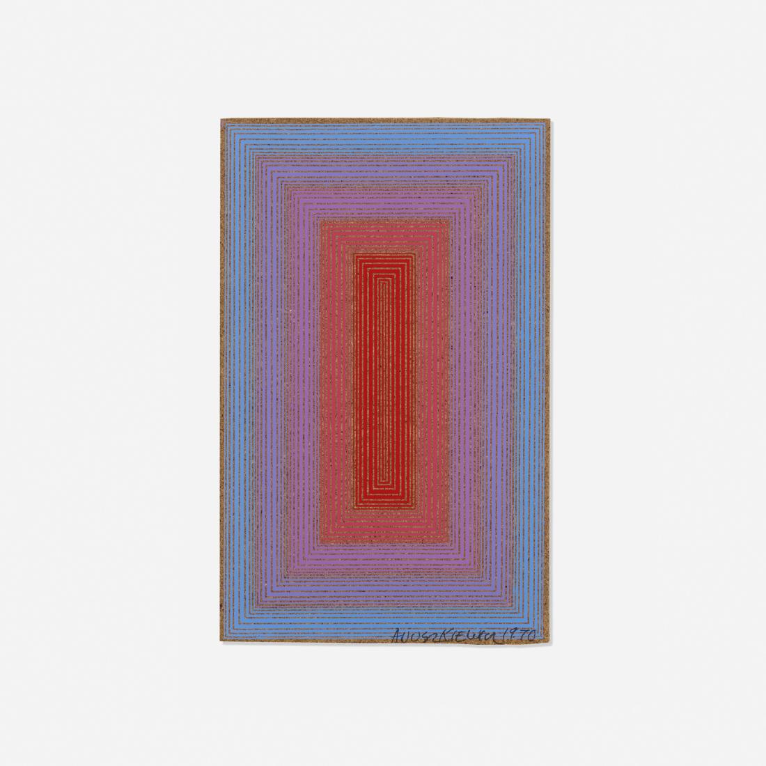 Richard Anuszkiewicz, Untitled (Annual Edition): Richard Anuszkiewicz Untitled (Annual Edition) 1970screenprint on Masonite8 h x 5 w in (20 x 13 cm) Signed and dated to lower edge 'Anuszkiewicz 1970'. Provenance: Acquire