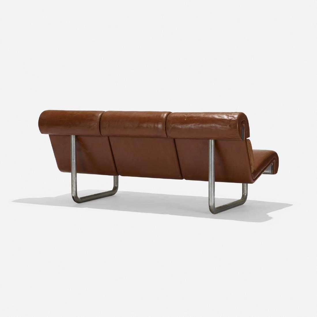Richard Schultz, Prototype sofa, model 1462: Richard Schultz Prototype sofa, model 1462 Knoll AssociatesUSA, c. 1970leather, matte chrome-plated steel67 w x 33 d x 29 h in (170 x 84 x 74 cm) Designed as airport seating, this sofa was