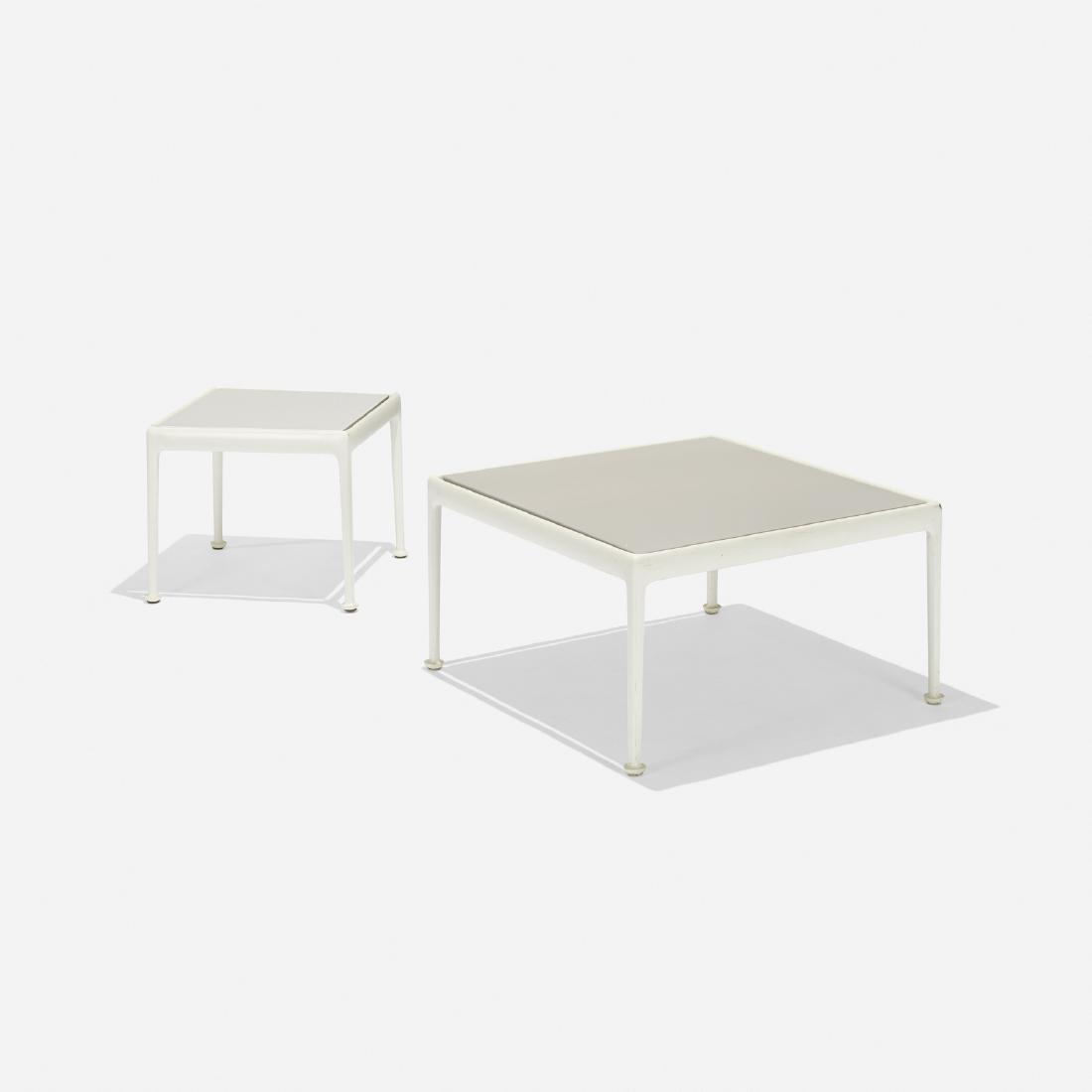 Richard Schultz, 1966 tables, set of two: Richard Schultz 1966 tables, set of two Richard Schultz Design, Inc.USA, c. 2000powder-coated aluminum, porcelain28 w x 28 d x 15.5 h in (71 x 71 x 39 cm) The smaller table included here wa