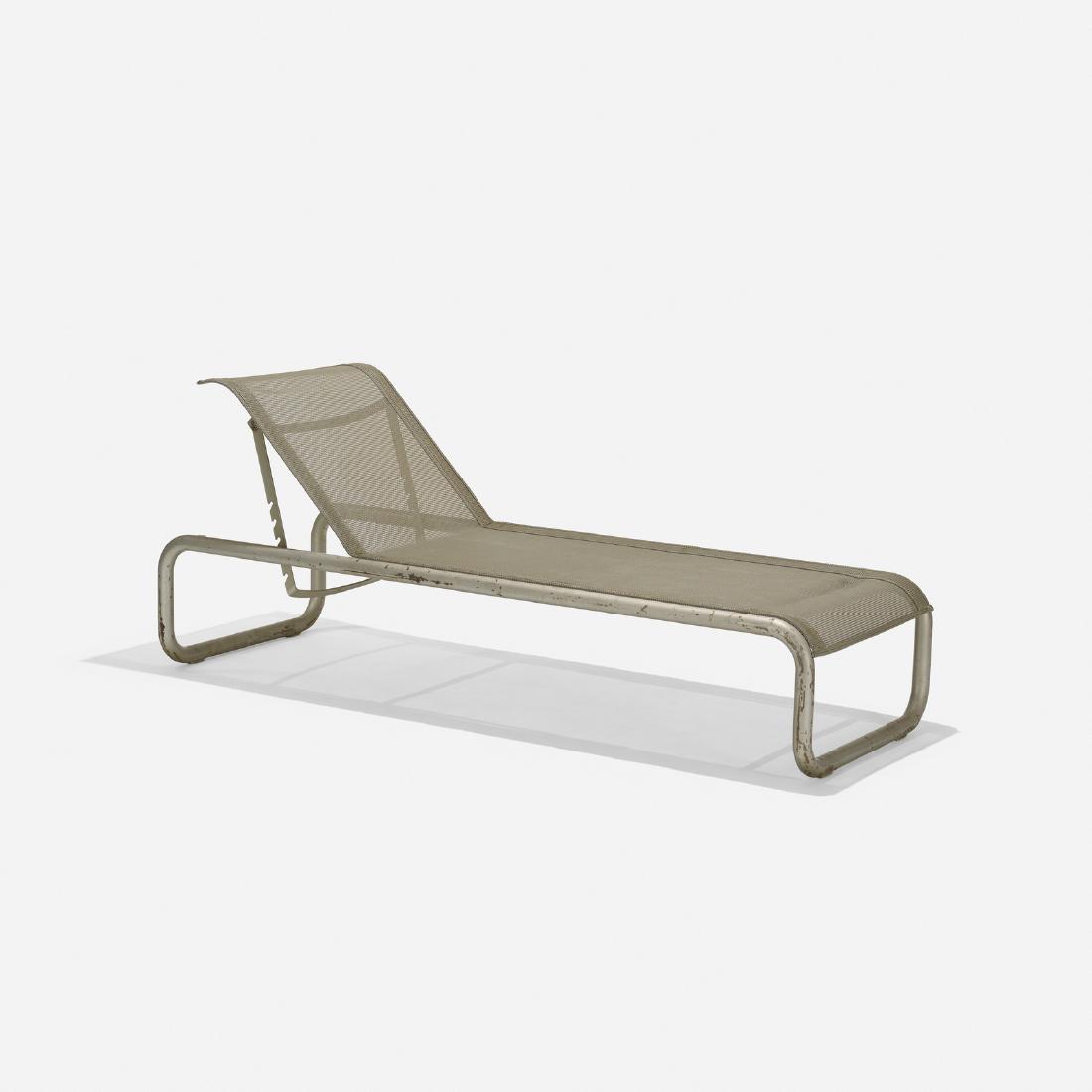 Richard Schultz, Prototype adjustable chaise lounge: Richard Schultz Prototype adjustable chaise lounge Knoll InternationalUSA, c. 1985enameled steel, nylon28 w x 76 d x 31 h in (71 x 193 x 79 cm) Richard Schultz designed this series of produ