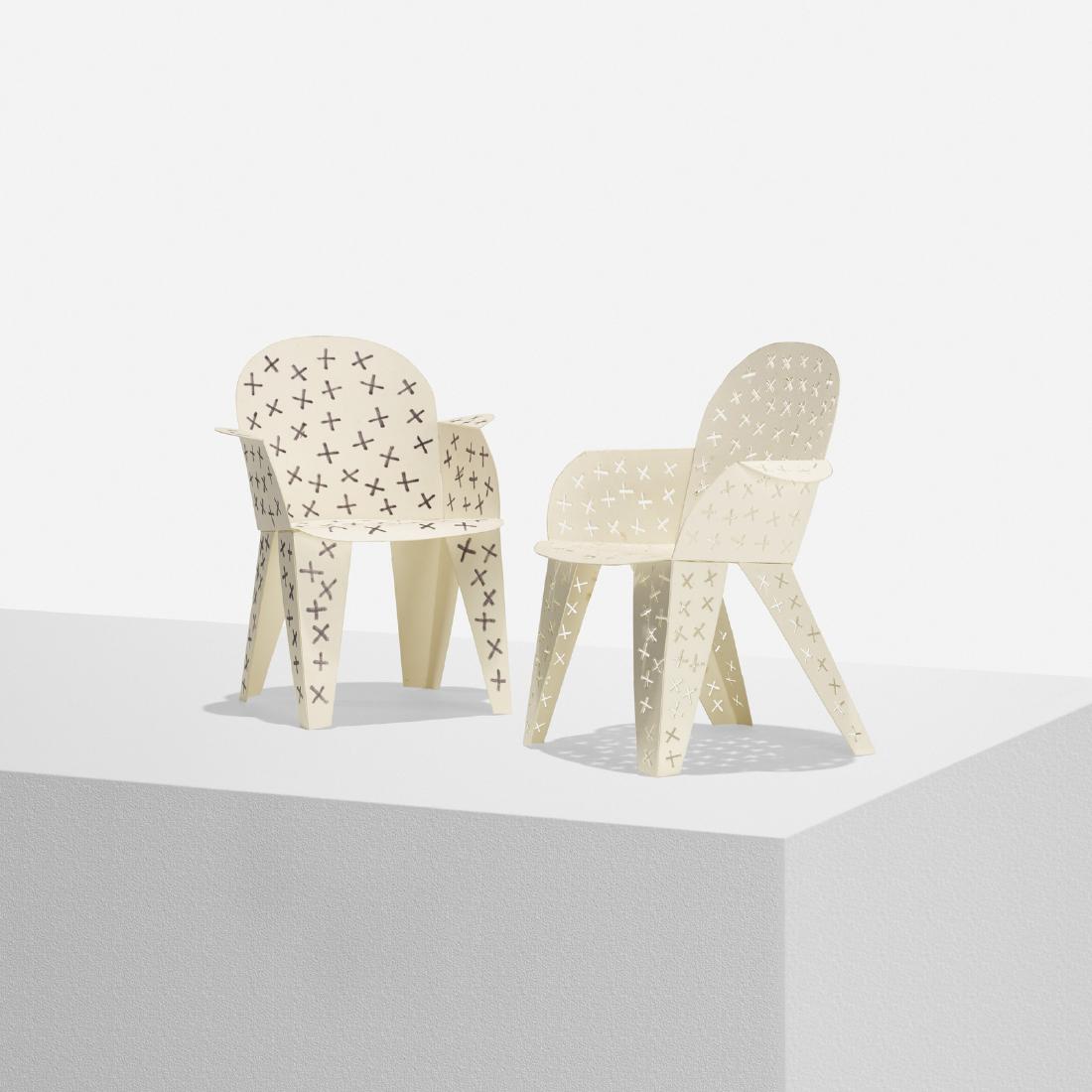 Richard Schultz, Models, Cross-Punched dining chair: Richard Schultz Models for the Cross-Punched dining chair, set of two USA, 1998ink on cardstock, hand-cut cardstock7.5 w x 6 d x 9 h in (19 x 15 x 23 cm) The idea for the Cross-Punched dining cha