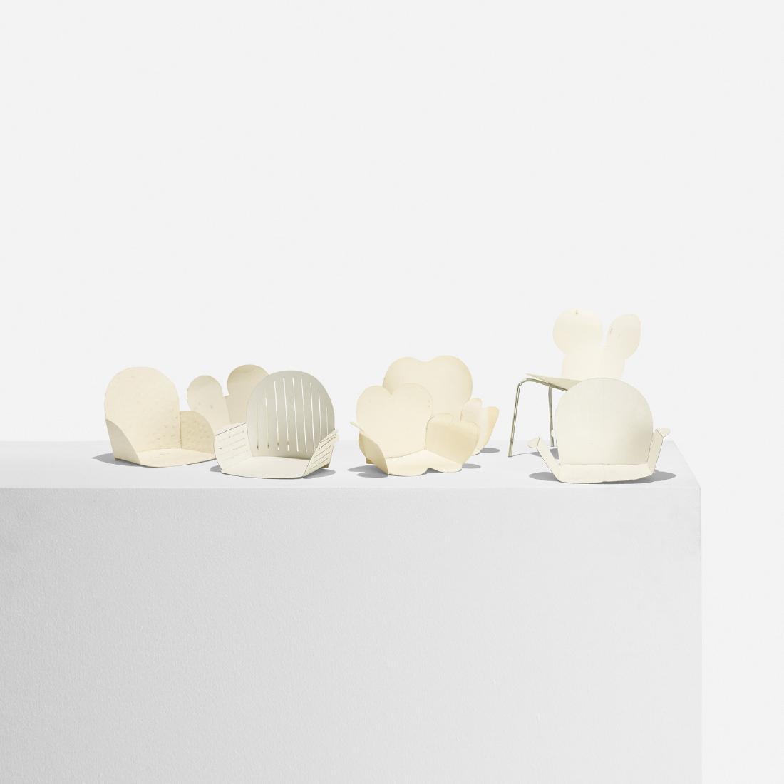 Richard Schultz, Models for the Mickey Mouse Cafe chair: Richard Schultz Models for the Mickey Mouse Cafe chair USA, c. 1996hand-cut cardstock, chrome-plated steel7 w x 7 d x 8 h in (18 x 18 x 20 cm) Created with Disney in mind, the Mickey Mouse Cafe c