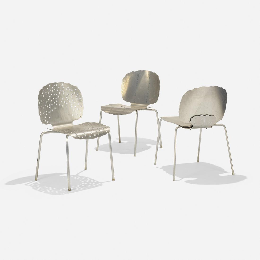 Richard Schultz, Prototype Topiary Stacking chairs, 3: Richard Schultz Prototype Topiary Stacking chairs, three Richard Schultz Design, Inc.USA, c. 1994aluminum21 w x 21 d x 31.5 h in (53 x 53 x 80 cm) The rounded back shapes of these prototype