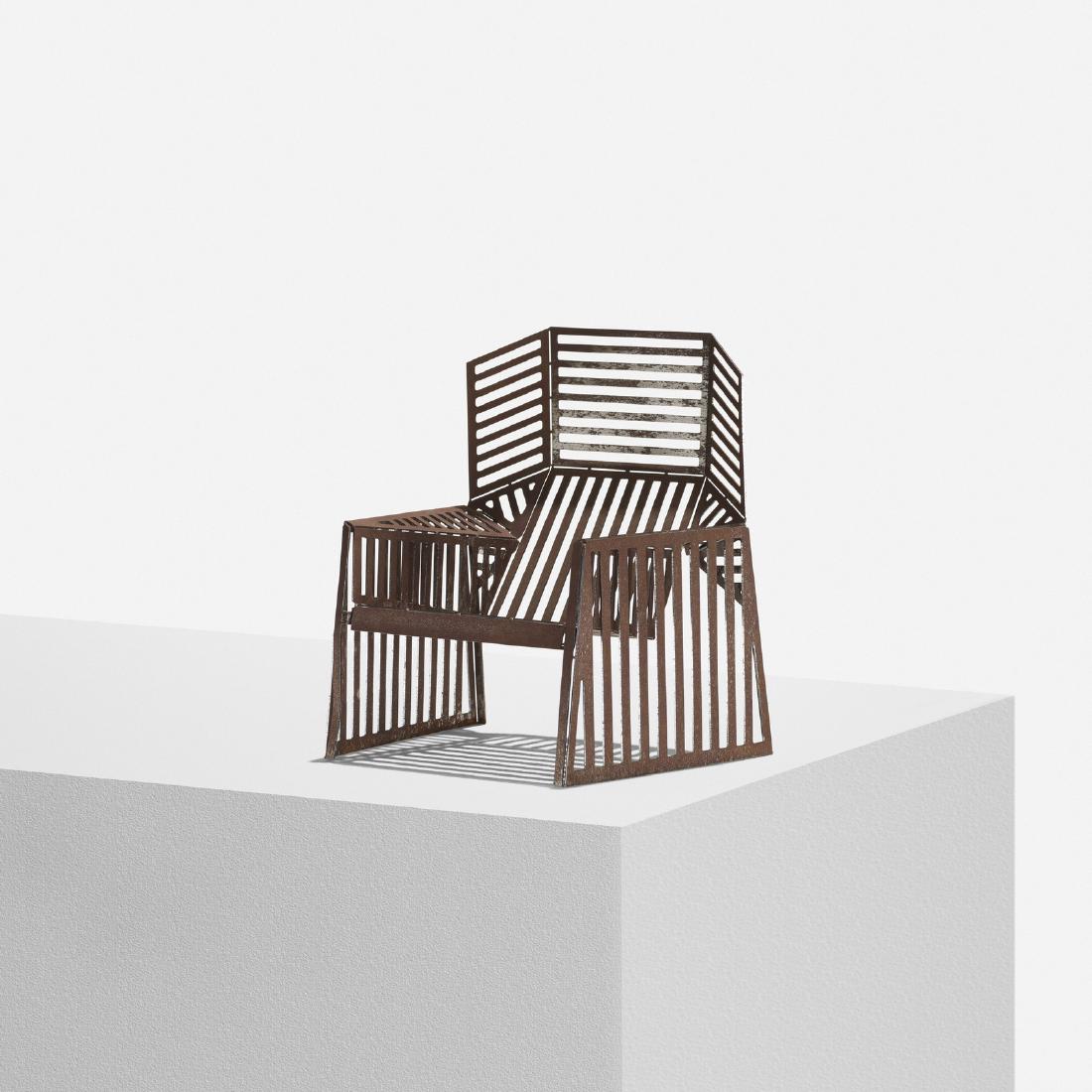 Richard Schultz, Prototype Wing chair miniature: Richard Schultz Prototype Wing chair miniature Richard Schultz Design, Inc.USA, c. 2008lazer-cut steel6.5 w x 5 d x 7.25 h in (17 x 13 x 18 cm) This work was designed as a miniature, not a