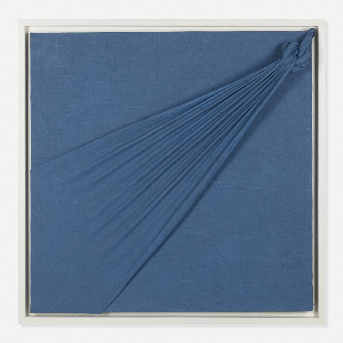 Jorge Eielson, Quipus 60-A: Jorge Eielson Quipus 60-A 1974lacquered burlap over wood, lacquered wood43.25 h x 43.25 w x 6.75 d in (110 x 110 x 17 cm) Signed, titled and dated to verso 'Quipus 60 A Paris - 1974 J. Eielson'.