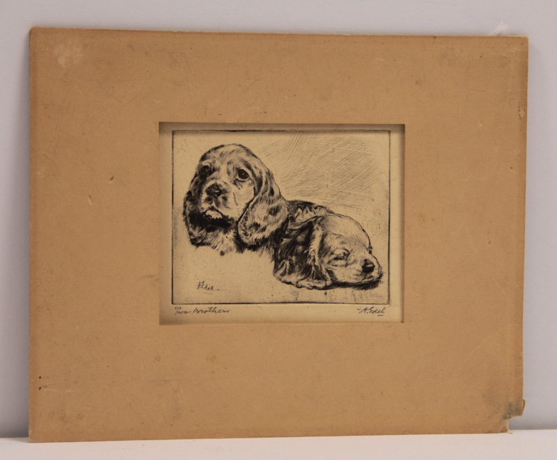 A. EDEL ETCHING OF TWO PUPPIES (1 of 4)