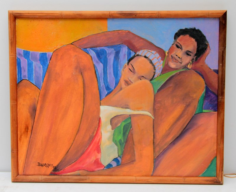SIGNED HATIAN OIL PAINTING ON CANVAS: Signed Haitian oil painting on canvas. Measures 19 3/4" x 15 7/8"