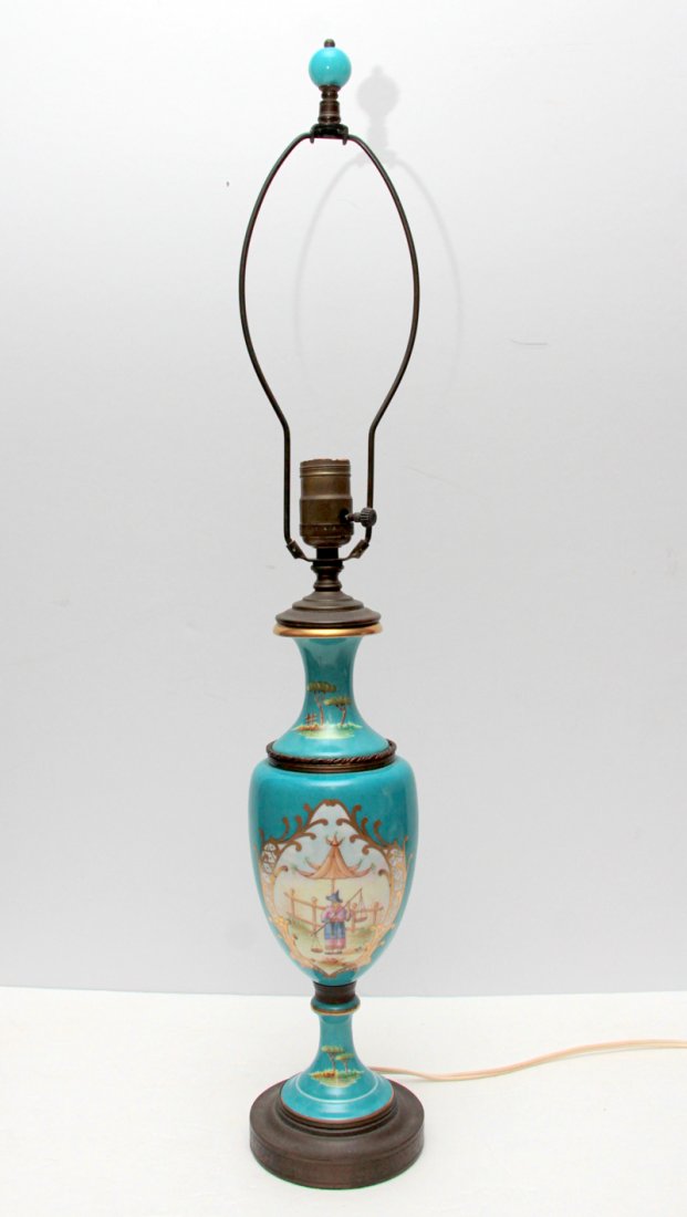 19TH C. FRENCH PORCELAIN CHINOISSERIE HAND PAINTED LAMP (1 of 5)