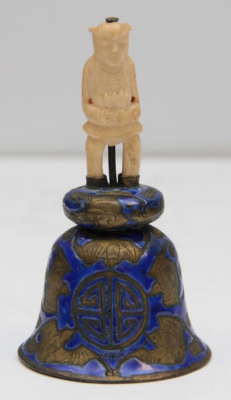 Antique Chinese Brass and Enamel Figural Bell (1 of 8)