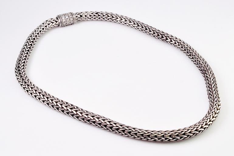 Contemporary Sterling Silver Diamond Wheat Chain (1 of 5)