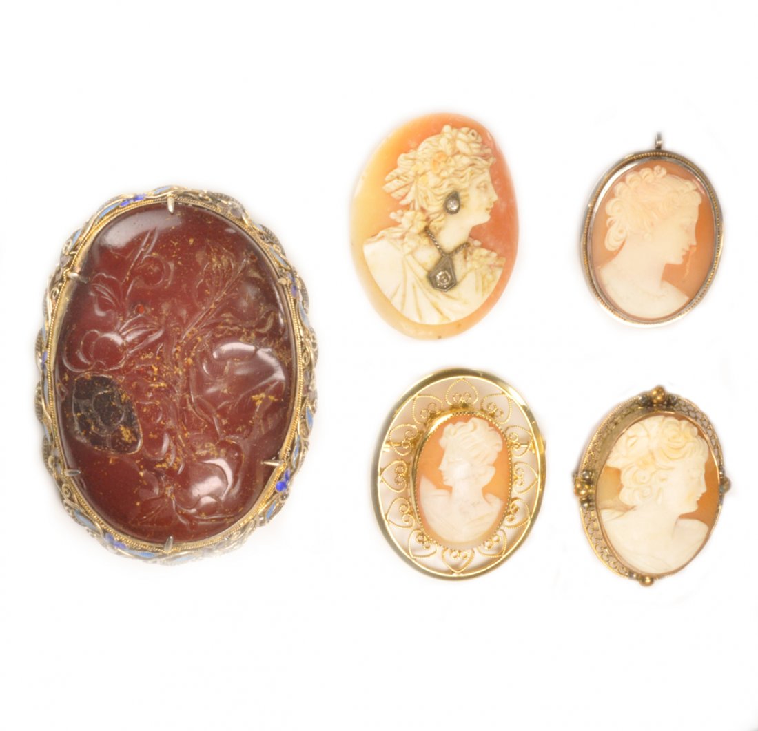 Rare Art Deco Carved Shell & Amber Cameo Collection (1 of 1)