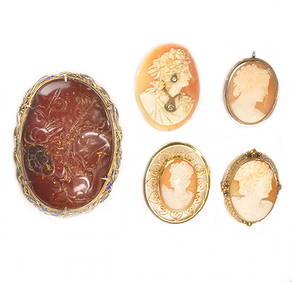 Rare Art Deco Carved Shell & Amber Cameo Collection (1 of 1)
