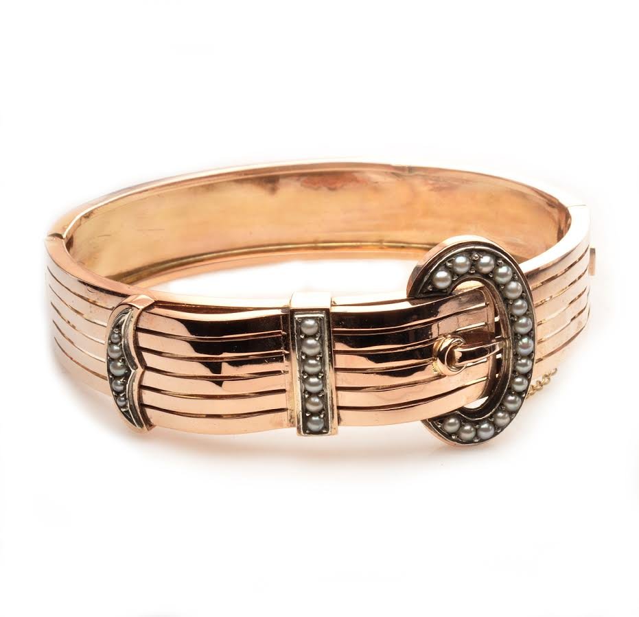 Early Victorian French 18k Bangle Bracelet Circa 1840's (1 of 1)