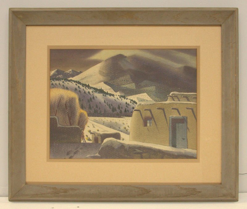 Sandor Bernath, New Mexican Adobes: Sandor Bernath (1892- 1984) Nice watercolor depicting the American Southwest, Signed I.I, Sandro Bernath Taos, N.M. Measures 12 1/4" x 16 1/2" with out frame. Over all size is 25" x 28" x 1"