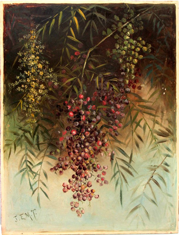 19TH CENTURY OIL PAINTING SIGNED INITIALS J. E . M. T.