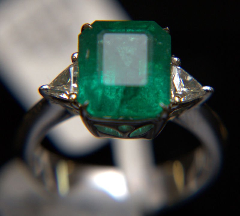 18 Kt. WG, Emerald, and Diamond Ring (1 of 1)