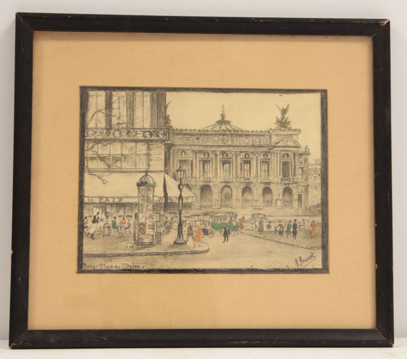 A. BRUNET HAND COLORED LITHOGRAPH SIGNED (1 of 4)