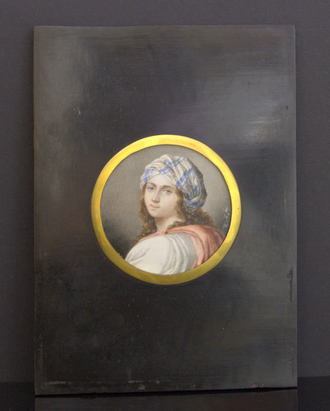 ANTIQUE EUROPEAN HAND PAINTED PORTRAIT ON IVORINE (1 of 3)