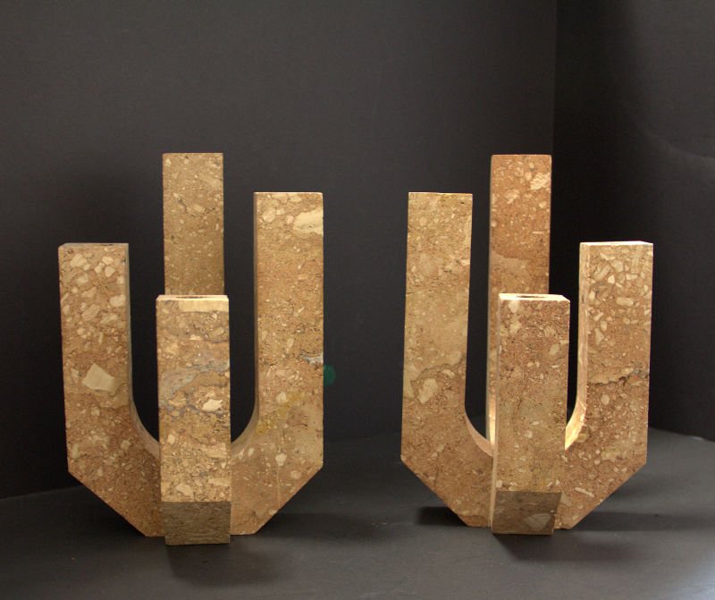 PAIR OF F ILI MANNELLI ITALIAN TRAVERTINE MARBLE (1 of 3)