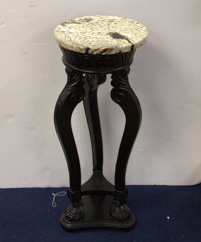 Mahogany 2 Tier Black Painted Marble Top Pedestal (1 of 3)