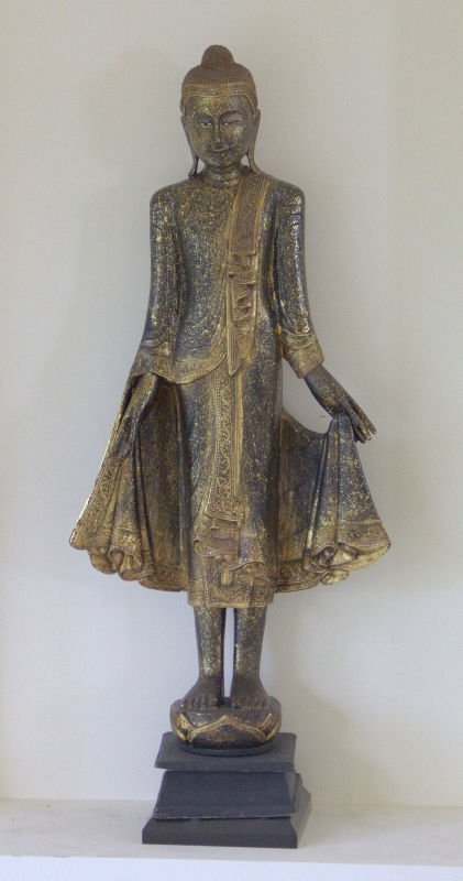 Thai large palatial wooden jeweled sculpture (1 of 3)