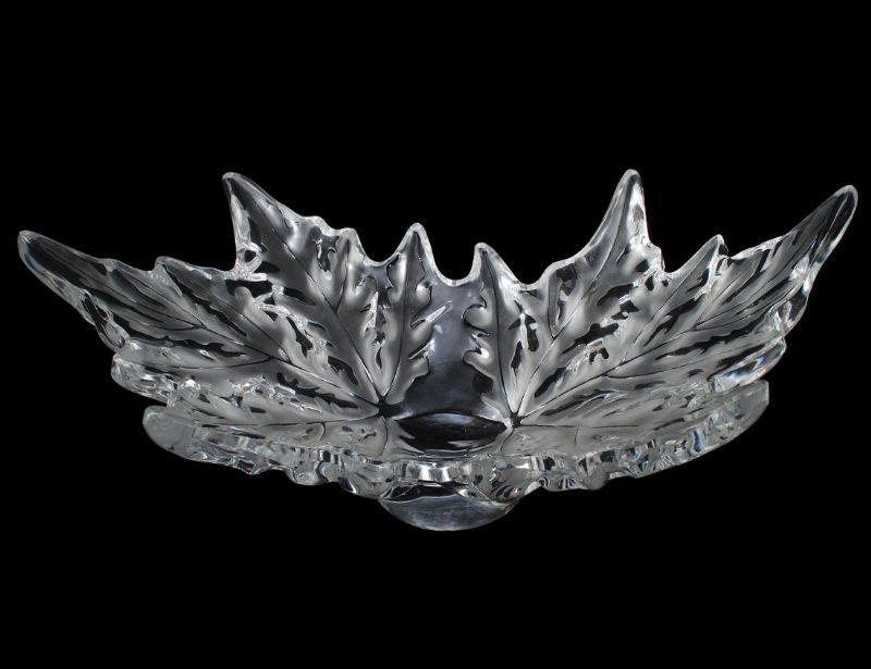 LALIQUE FRENCH FROSTED CRYSTAL CHAMPS-ELYSEES LEAF (1 of 3)