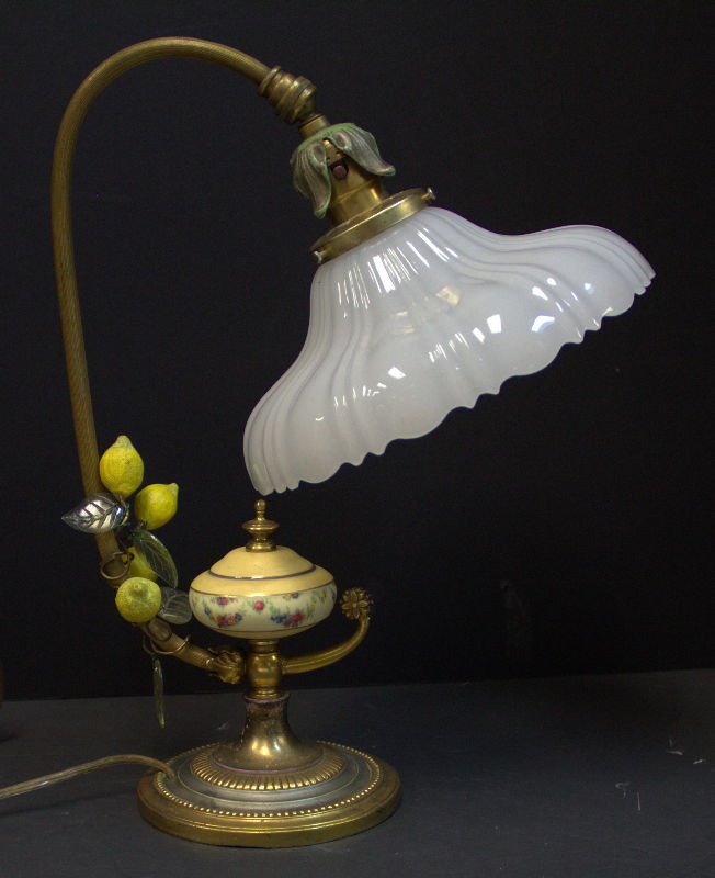 Art Deco Bronze & Porcelain Desk Lamp (1 of 2)