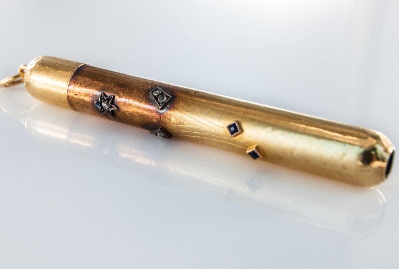 Fine 18K Victorian Diamond & Sapphire Telescopic Pencil (1 of 1)