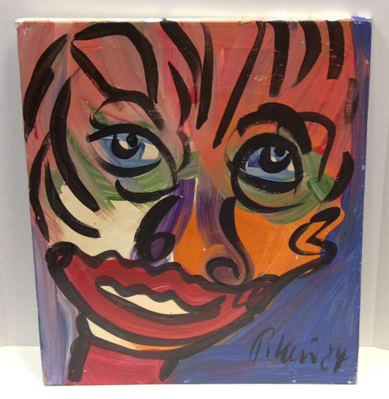 Peter Keil Portrait Oil Painting On Canvas: Peter Keil portrait oil painting on canvas mid century modern style. Measures approx 20 x 23 7/8