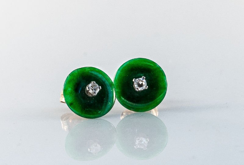 1950's jadeite jade and diamond earrings (1 of 1)