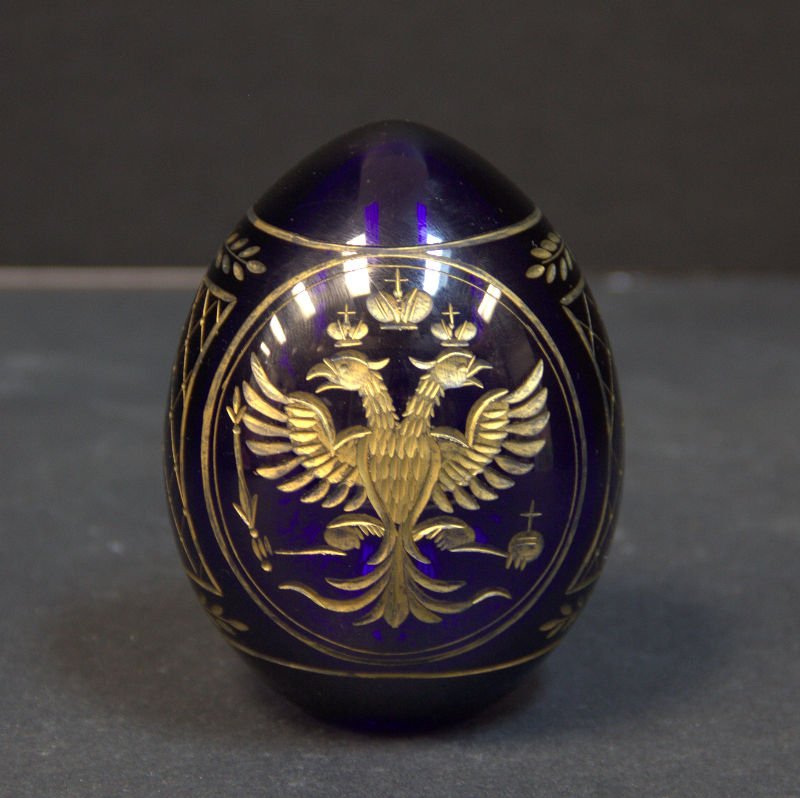 Russian Cobalt Blue Faberge Glass Egg (1 of 2)