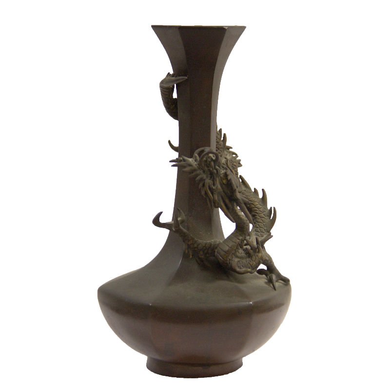 Antique Japanese Bronze Dragon Vase