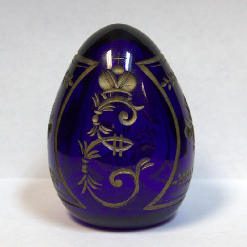 Faberge Cobalt Blue Glass Egg (1 of 3)