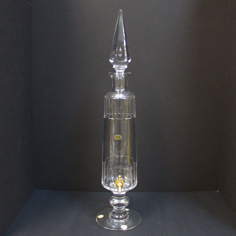 Val St. Lambert Crystal Liquor Dispenser: Val st. lambert crystal liquor dispenser measures approx 22" h
