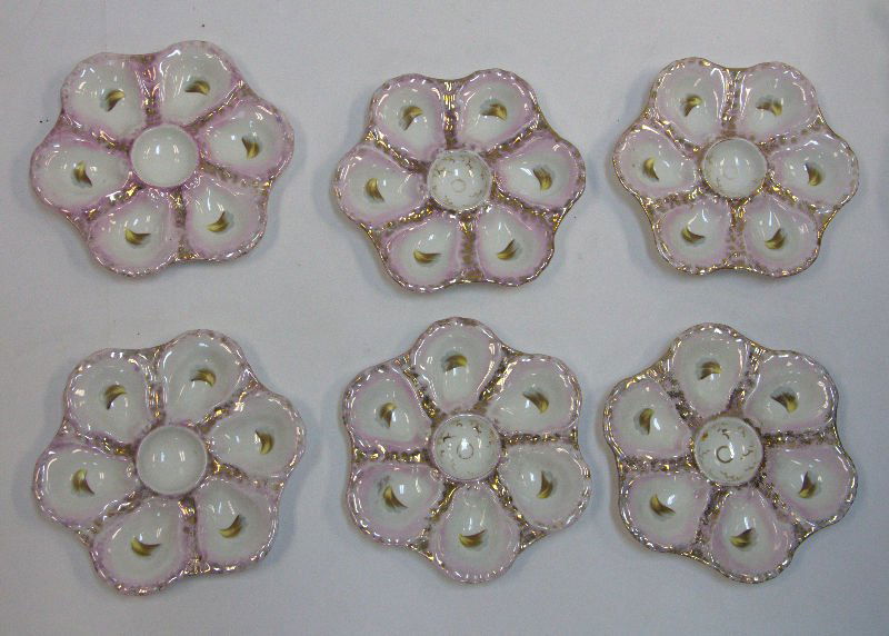 Set of 6 Porcelain Oyster Plates (1 of 2)